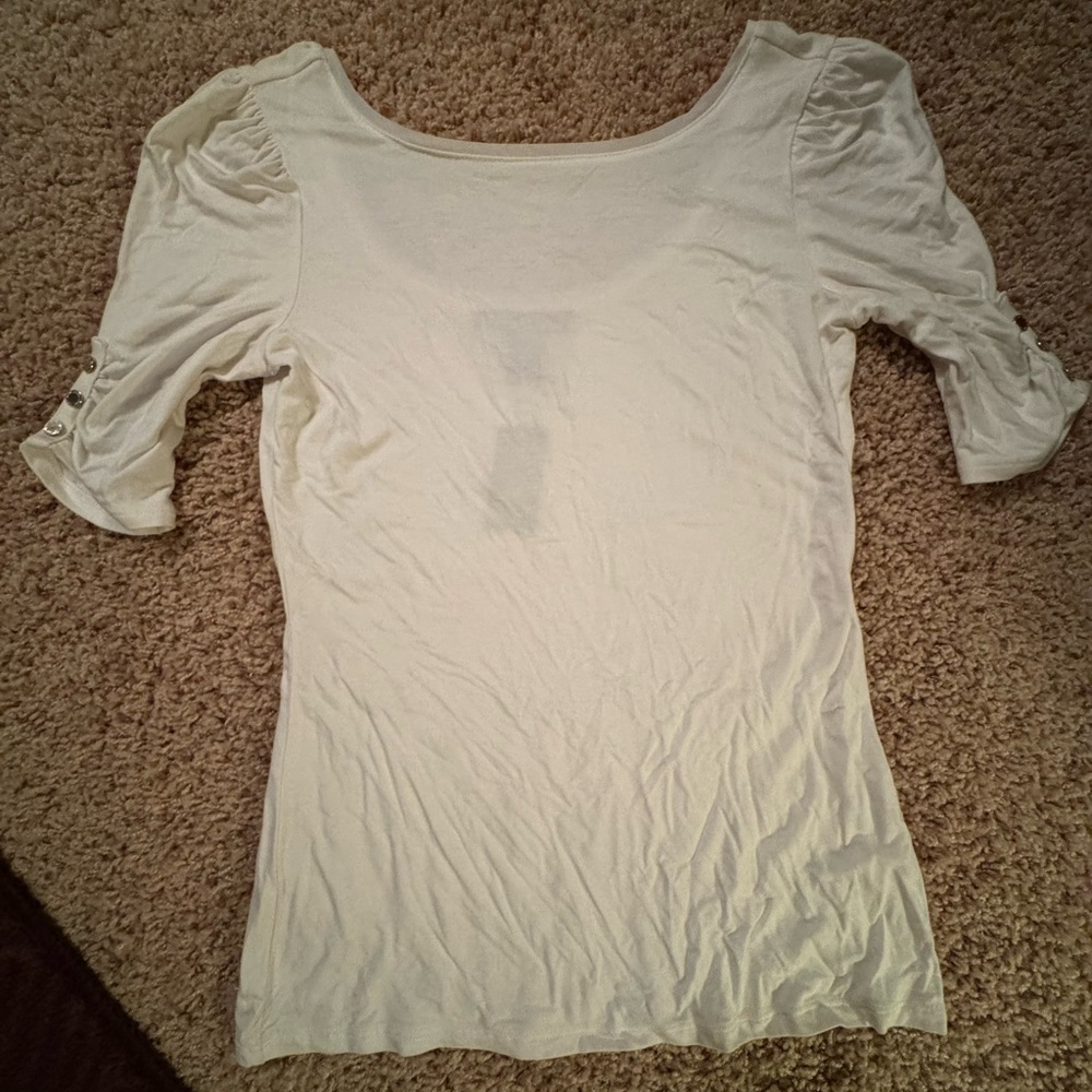 White House Black Market Fitted Ruched White Blouse